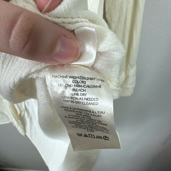 FREE PEOPLE Worlds Apart Tunic Ivory Romantic Boho Drapey Size Large White - Picture 8 of 9